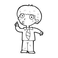 cartoon school boy with question