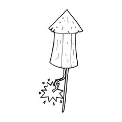 cartoon old wood rocket