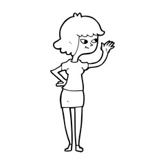 cartoon friendly girl waving