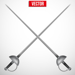 Pair of Fencing Rapiers. Realistic vector Illustration