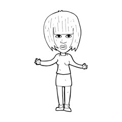 cartoon woman shrugging shoulders