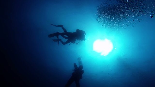 Rescue Divers Learning Rescue Techniques in Open Waters.