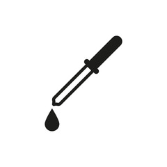 The pipette icon. Dropper and eyedropper, analysis, chemistry symbol. Flat