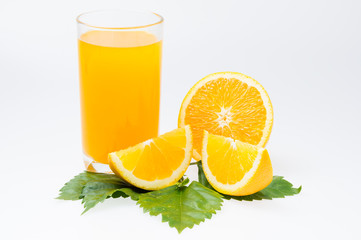 Glass of orange juice isolated on white