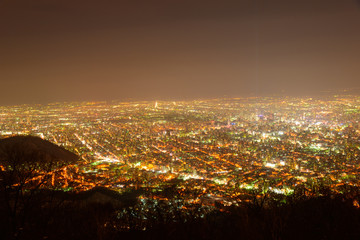 Fototapeta na wymiar Sapporo at dusk, view from Observatory of Mt.Moiwa