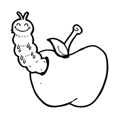 cartoon bug eating apple