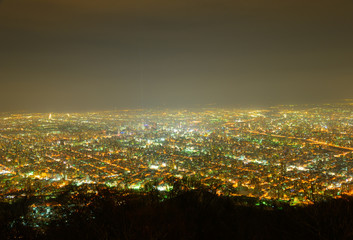 Fototapeta na wymiar Sapporo at dusk, view from Observatory of Mt.Moiwa