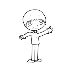 cartoon happy waving boy