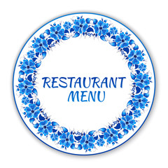 Gzhel Style Flowers. Blue. Design Element. Vector