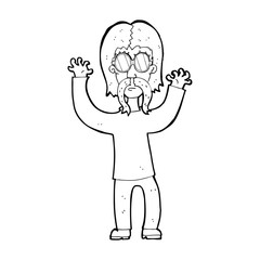 cartoon hippie man waving arms