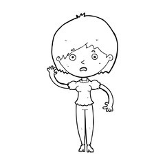cartoon waving woman