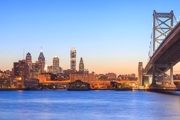 Philadelphia skyline at sunset