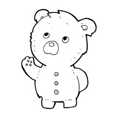 cartoon waving teddy bear