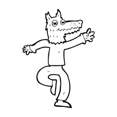 cartoon happy wolf man