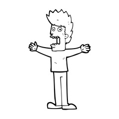 cartoon terrified man