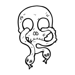 cartoon skull with snakes