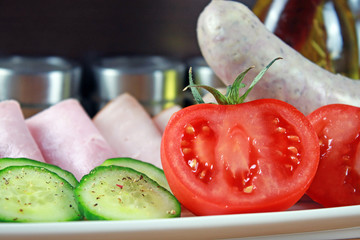 Breakfast on white plate