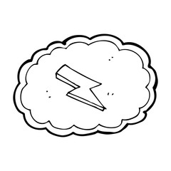 cartoon cloud and lightning bolt symbol