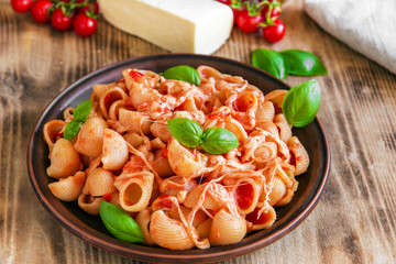 pasta with tomato sauce and cheese