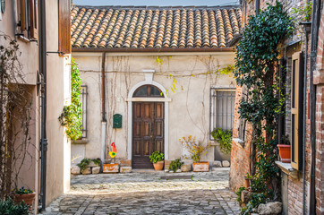 Fototapeta na wymiar italian pictureque village streets - Santarcangelo di Romagna - Rimini - Italy