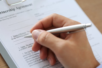 Hand of businessman in suit