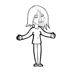 cartoon woman shrugging shoulders