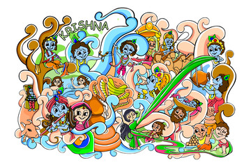Doodle for Happy Janmashtami wallpaper background