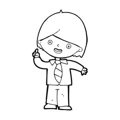 cartoon school boy answering question