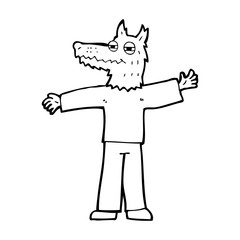 cartoon happy wolf man
