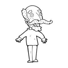 cartoon old man gasping in surprise