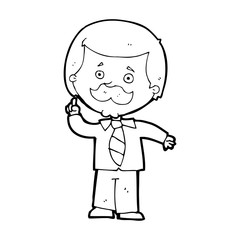 cartoon newsreader man with idea