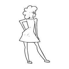 cartoon woman posing in dress