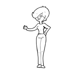 cartoon woman waving