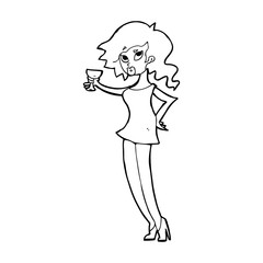 cartoon woman at party