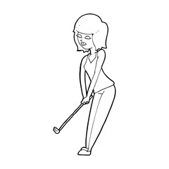 cartoon woman playing golf