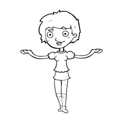 cartoon woman spreading arms