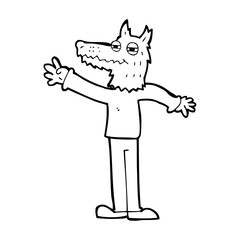cartoon waving wolf