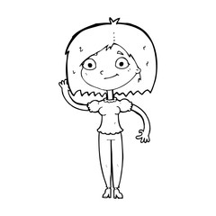 cartoon woman waving