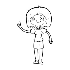 cartoon woman with idea