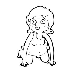 cartoon woman on all fours