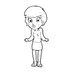 cartoon woman shrugging shoulders