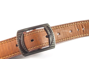 Leather belt isolated on white background.