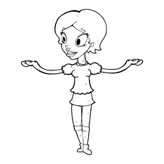 cartoon woman with arms spread wide