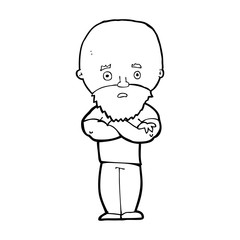 cartoon shocked bald man with beard