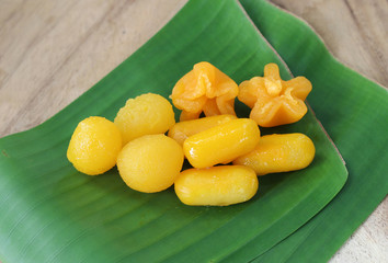 set thai sweetmeat dessert made from egg and sugar