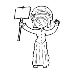 cartoon vicorian woman protesting