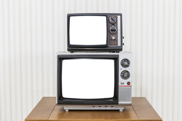 Vintage Television Stack with Cut Out Screens