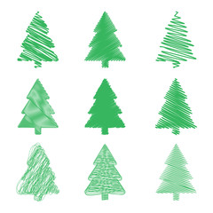 Vector modern abstract Christmas tree background. Linear design
