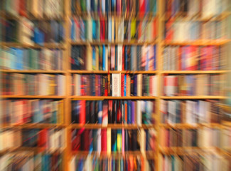 Bookcase with motion blur effect