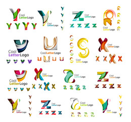 Set of colorful abstract letter corporate logos created with